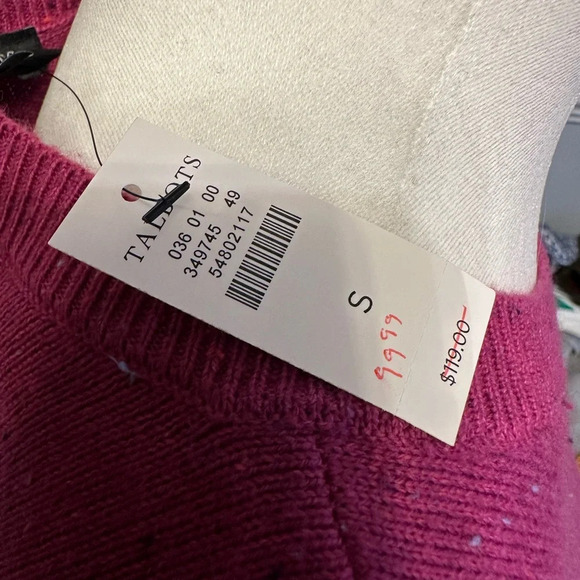 Talbots Womens Speckled Crewneck Sweater Dress Size Small 3/4 Sleeves Pink S NWT - Picture 5 of 6